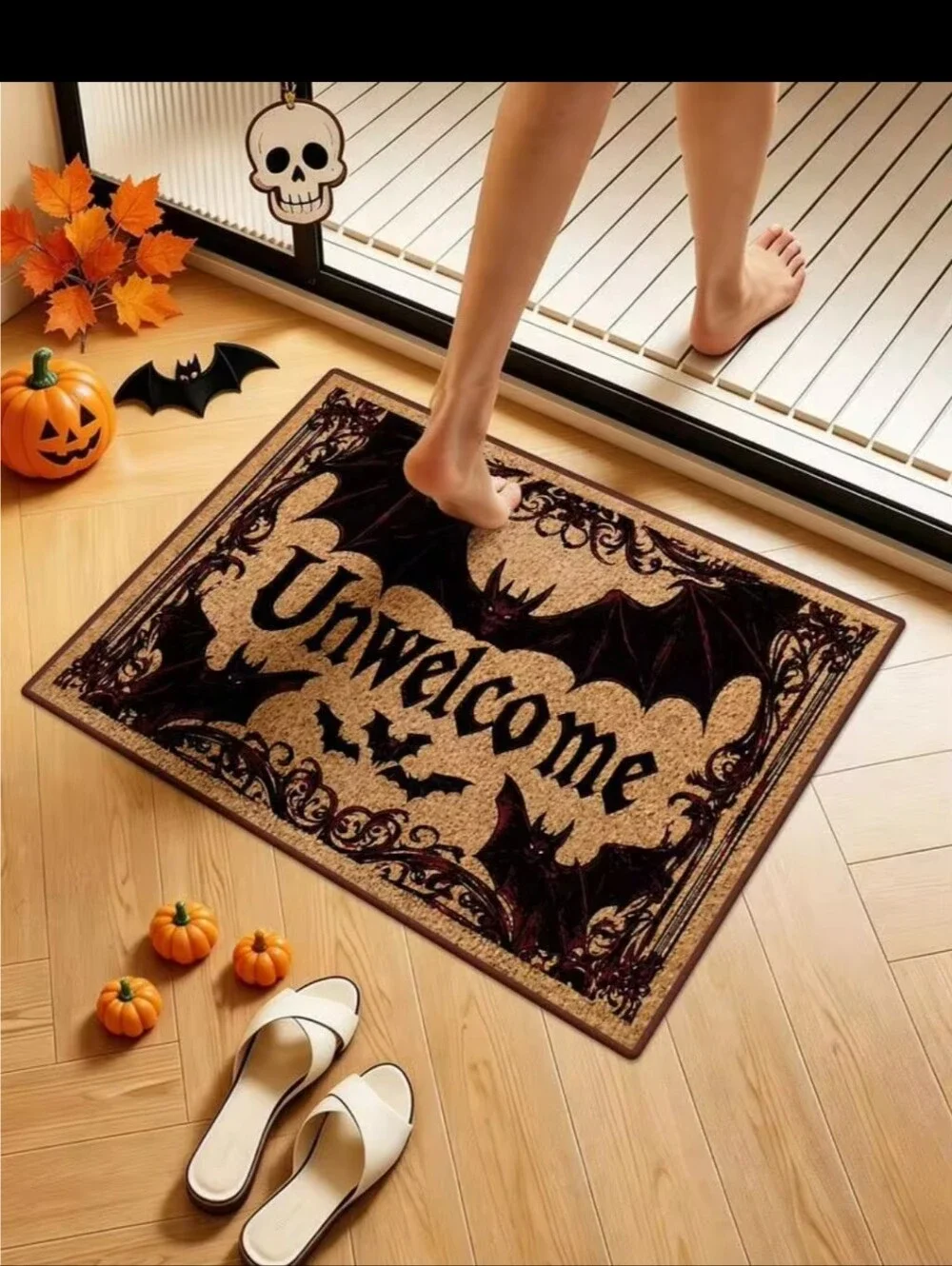 NWT Unwelcome Funny Bat Halloween Fall Welcome Doormat